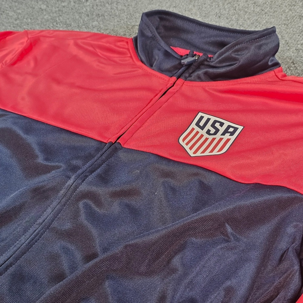 USA Soccer Mens Medium Icon Sports Track Jacket Red Navy Blue Full Zip USMNT New